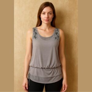 OH MY JULIAN Y2K vintage fancy sleeveless top tunic sheer layer grey Sz M